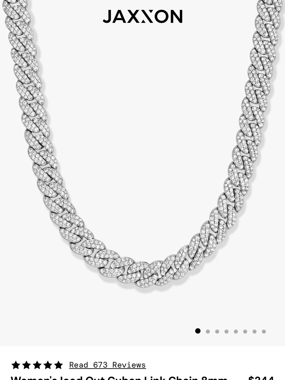 Jaxxon Silver Cubic Zirconia Pave Cuban Link Necklace 18”8mm-women’s New in Box!